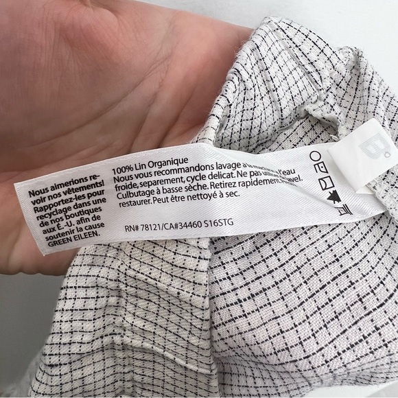 EILEEN FISHER Organic Linen Check Straight Pull On Pants - Picture 7 of 7